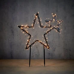 Luca Lighting Gartenstecker Stern schwarz mit 220 LEDs warmweiss 70 x 3 x 82 cm