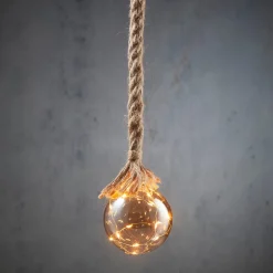 Luca Lighting Hängelampe Kugel grau mit 15 LEDs warm weiß D 10 H 90 cm