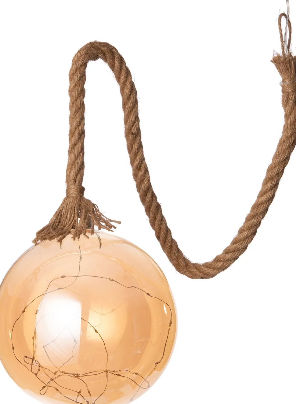 Luca Lighting Hängelampe Kugel braun mit 40 LEDs warmweiß D 20 H 100 cm