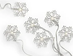 Lumineo Lichterkette Schneeflocken transparent mit 8 LEDs warmweiß 105 cm