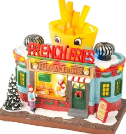 Lumineo Weihnachtsdorf Miniatur Pommes (Snackbar) 12 x 19,5 x 16 cm