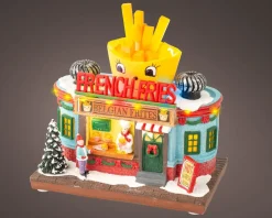 Lumineo Weihnachtsdorf Miniatur Pommes (Snackbar) 12 x 19,5 x 16 cm
