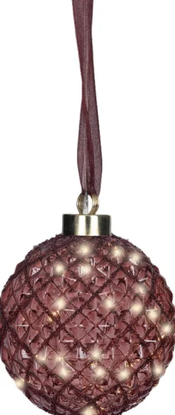 Lumineo Weihnachtskugel rosa mit Beleuchtung D 14 cm