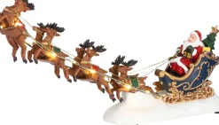 Luville Weihnachtsdorf Figur Weihnachtsmann mit Schlitten 34 x 7 x 15 cm