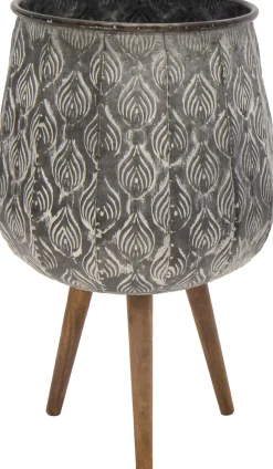 Mega Collections Blumentopf Emir D 25,5 H 50 cm grau