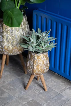 Mega Collections Blumentopf Emir D 19 H 39 cm gold