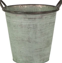 Mega Collections Zinkeimer Folks grün D 24 cm H 23,5 cm