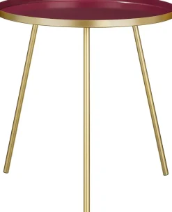 Mica Decorations Beistelltisch Tatum rot / gold D 50 H 45 cm