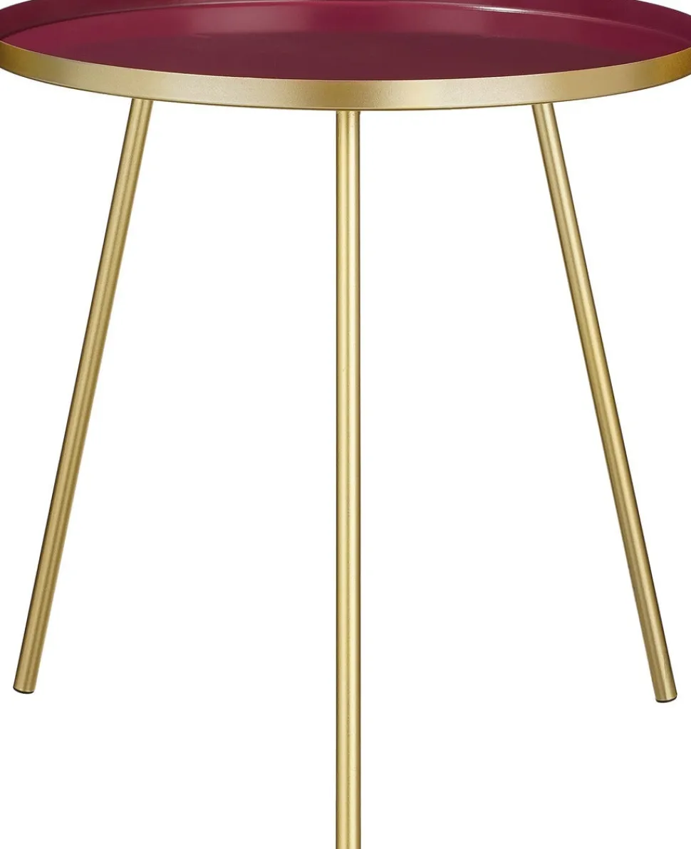 Mica Decorations Beistelltisch Tatum rot / gold D 50 H 45 cm