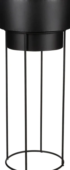 Mica Decorations Blumentopf mit Ständer schwarz D 38 H 91 cm