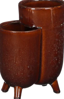 Mica Decorations Blumentopf mit Füßen Effa braun 14 x 9,5 x 19 cm