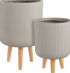 Mica Decorations Blumentopf mit Füßen Nuovo D 30,5 H 46 cm beige