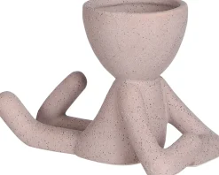 Mica Decorations Blumentopf Man braun 17 x 8,5 x 11 cm