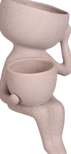 Mica Decorations Blumentopf Man braun 17,5 x 14 x 26 cm