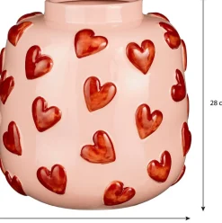 Mica Decorations Vase Hearts rosa / rot D 28,5 H 28 cm