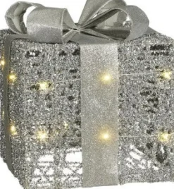 Mica Decorations Weihnachtsdeko Geschenk silber 25 x 25 x 30 cm