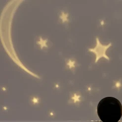 Projektor Mond und Sterne D 11,5 cm H 13 cm weiß