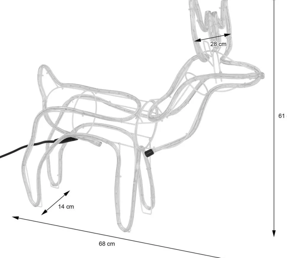 Rentier beleuchtet mit 216 LEDs warmweiß 68 x 28 x 61 cm