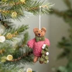 Sjaal met Verhaal Weihnachtsanhänger Herr Bär bordeaux / braun 13 x 9 x 5 cm