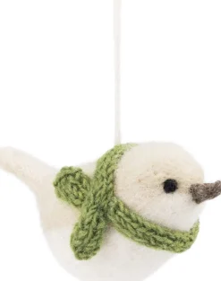 Sjaal met Verhaal Weihnachtsbaumschmuck Vogel creme 8 x 12 x 6 cm