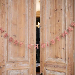 Sjaal met Verhaal Weihnachtsgirlande Merry Christmas rosa 20 x 30 x 5 cm