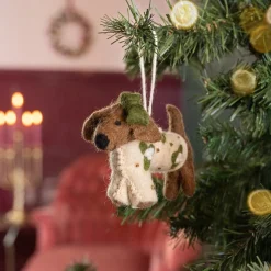 Sjaal met Verhaal Weihnachtsanhänger Dackel creme / braun 9 x 4 x 13 cm