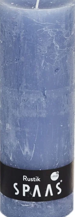 Spaas Stumpenkerze Rustic grau-blau D 6,8 cm H 19 cm