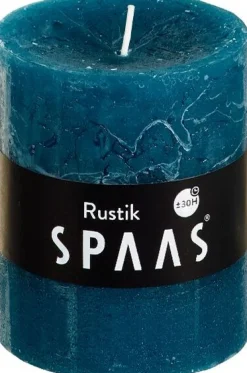 Spaas Stumpenkerze Rustic blau-grün D 7 cm H 8 cm