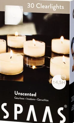 Spaas Teelichter weiß / transparente Hülle weiß 4,5 Std. 30 St.