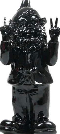 Stoobz Design Gartenzwerg Peace schwarz 11 x 13 x 31 cm