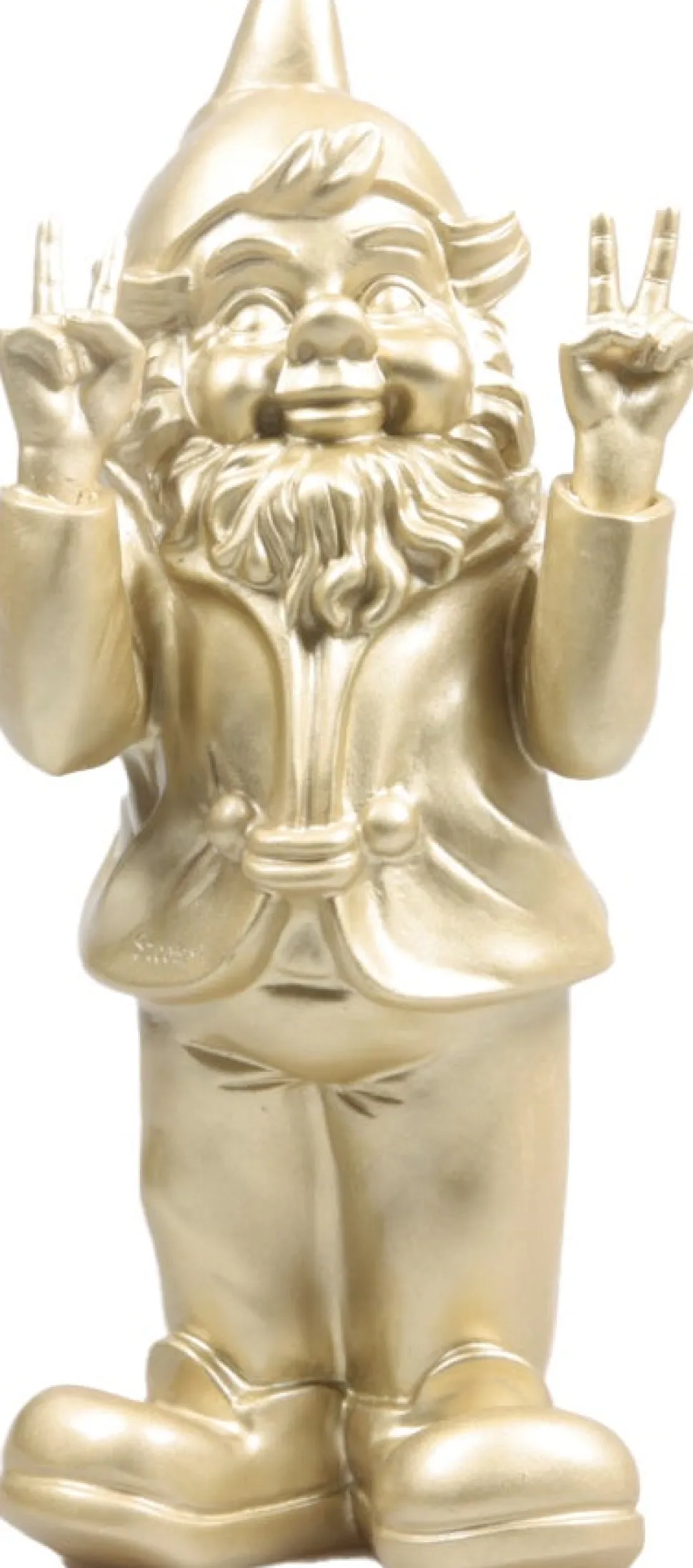 Stoobz Design Gartenzwerg Peace gold 11 x 13 x 31 cm
