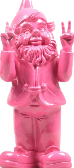 Stoobz Design Gartenzwerg Peace rosa 11 x 13 x 31 cm