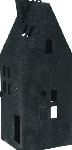 Teelichthalter Haus schwarz 12 x 10 x 31 cm