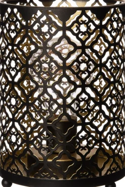 Tischleuchte Blume schwarz / gold warmweiß D 12 H 16 cm