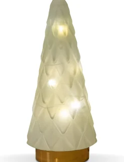 Tischleuchte Weihnachtsbaum weiß mit 10 LEDs warmweiß D 10,5 H 24,5 cm