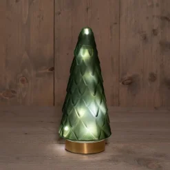 Tischleuchte Weihnachtsbaum grün mit 10 LEDs warmweiß D 10,5 H 24,5 cm