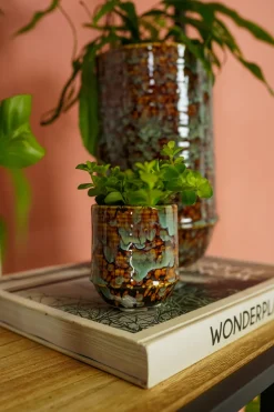 TS Blumentopf Noud braun / mint D 17 H 15 cm