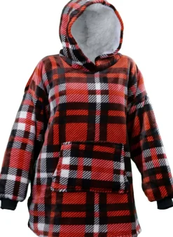 Unique Living Deckenpulli mit Kapuze kariert rot/schwarz/weiß onesize