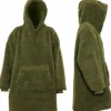 Unique Living Hoodie Deckenpulli mit Kapuze Teddy grün onesize