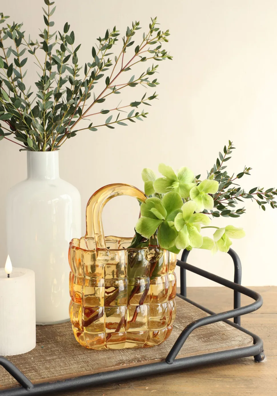 Vase Marais gelb 14 x 9,5 x 22 cm