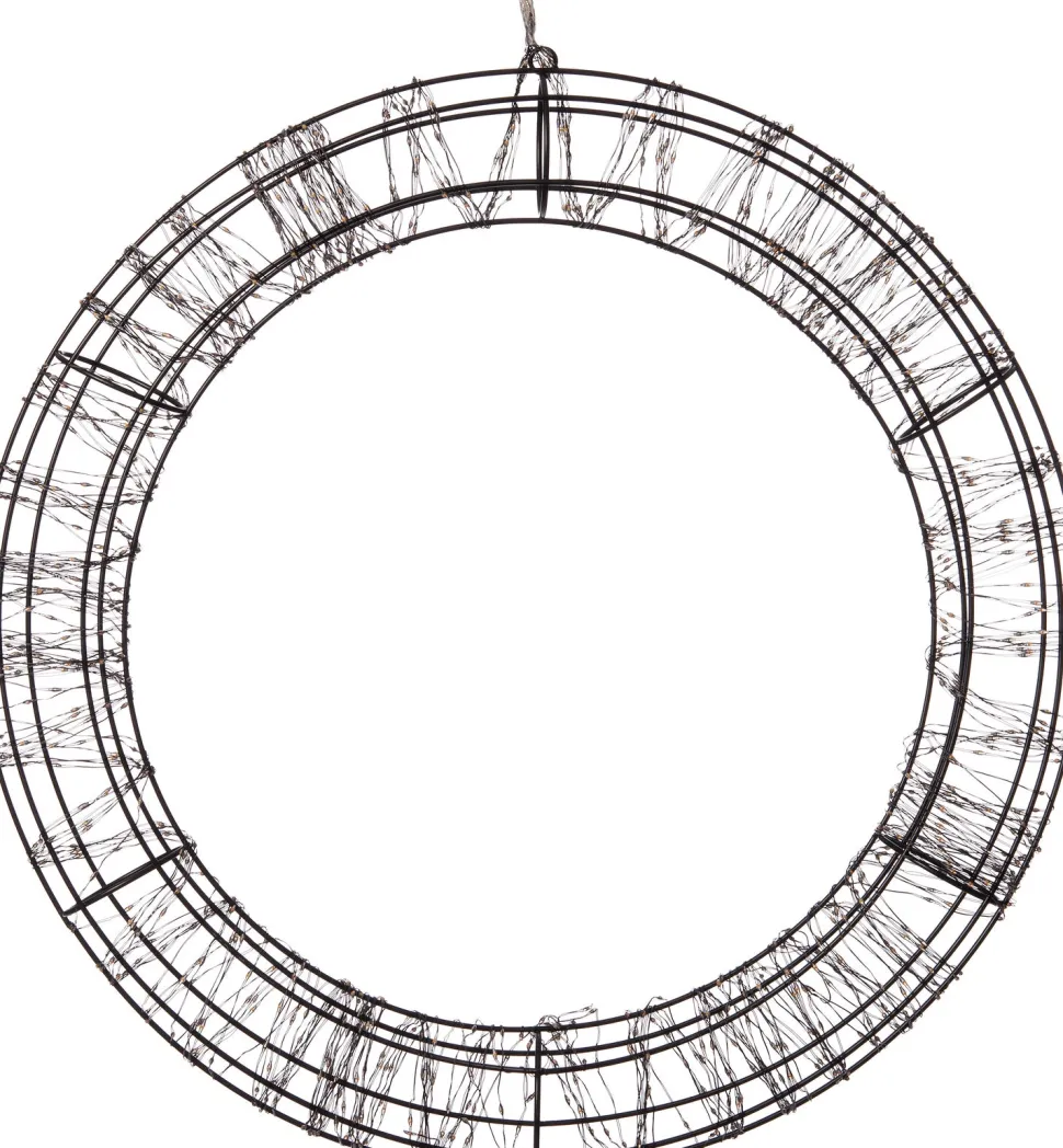 Weihnachtsanhänger Kranz schwarz mit 1200 LEDs warmweiß D 56 cm