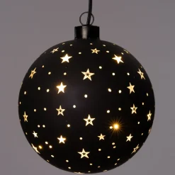 Weihnachtsanhänger Kugel Sterne mit LED Beleuchtung warmweiß D 12 cm