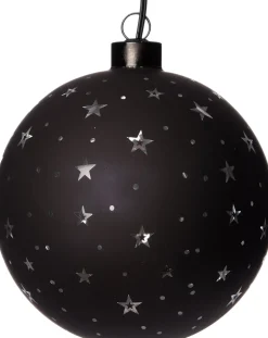 Weihnachtsanhänger Kugel Sterne mit LED Beleuchtung warmweiß D 15 cm
