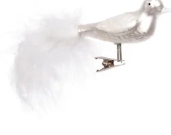 Weihnachtsbaumschmuck Vogel mit Clip Glas weiß 18 cm