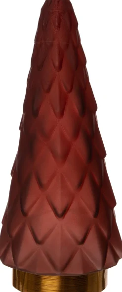 Weihnachtsdeko Baum bordeaux mit 10 LEDs warmweiß D 10,5 H 24,5 cm