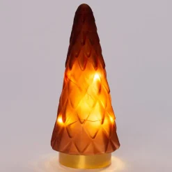 Weihnachtsdeko Baum bordeaux mit 10 LEDs warmweiß D 10,5 H 24,5 cm