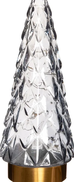 Weihnachtsdeko Baum grau / gold beleuchtet mit 10 LEDs D 10,5 H 24,5 cm