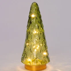 Weihnachtsdeko Baum grün mit 10 LEDs warmweiß D 10,5 H 24,5 cm