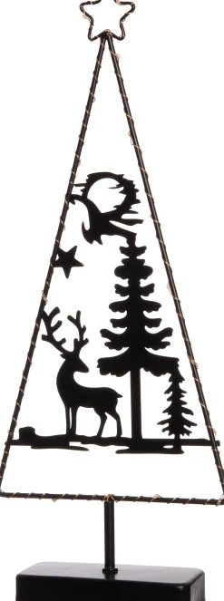 Weihnachtsdeko Baum mit Hirsch 20 LEDs warmweiß 18 x 4 x 45,5 cm