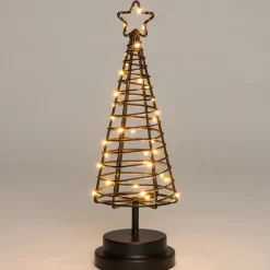 Weihnachtsdeko Baum schwarz / kupfer D 9,5 H 30 cm met 30 LEDs warmweiß